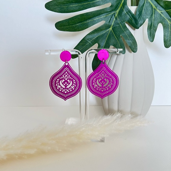 Colorful Ornate Earrings - Pop-of-color Statement Earrings - Summer Earrings - Picture 12 of 16